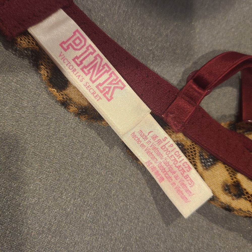 Victoria's Secret PINK Leopard Lace Bralette Floral Embroidery Small - Picture 3 of 3
